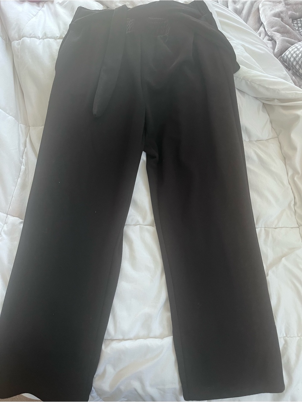 TAHARI pants slacks black waist tie trousers scuba knit medium - Picture 2 of 4